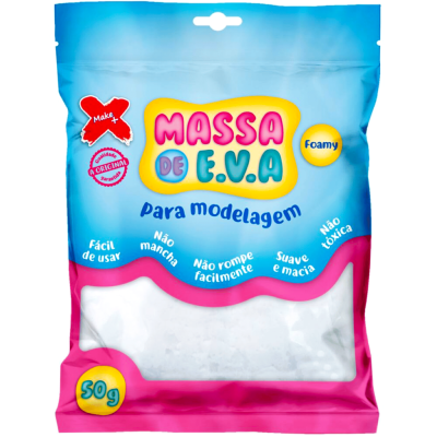Massa de E.V.A Make+ 50g na cor branca.